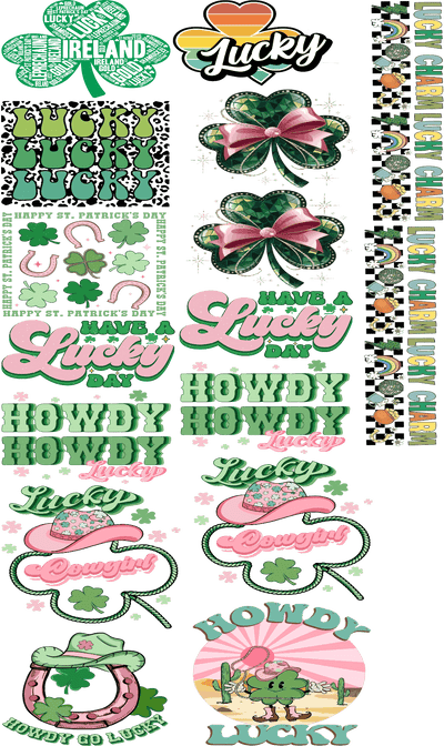 Pre - Made Lucky Transfers for Custom Apparel, St. Patrick’s Day DTF Gang Sheet - KT SUBLIMATION, DTF AND MORE LLC