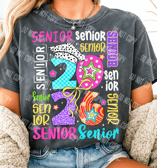 Preppy Graduation Senior 2026 DTF Transfer – Trendy Ready - to - Press Design for Custom Tees - KT SUBLIMATION, DTF AND MORE LLC