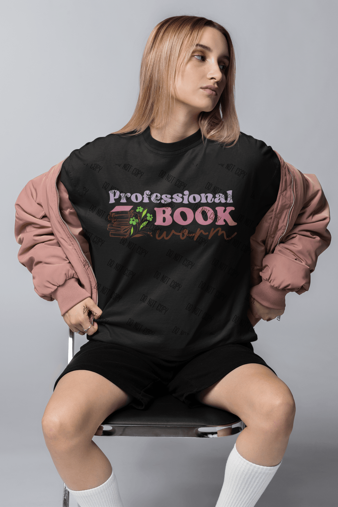 "Professional Bookworm" – DTF Transfer for Book Lovers | Bold & Stylish Print - KT SUBLIMATION, DTF AND MORE LLC