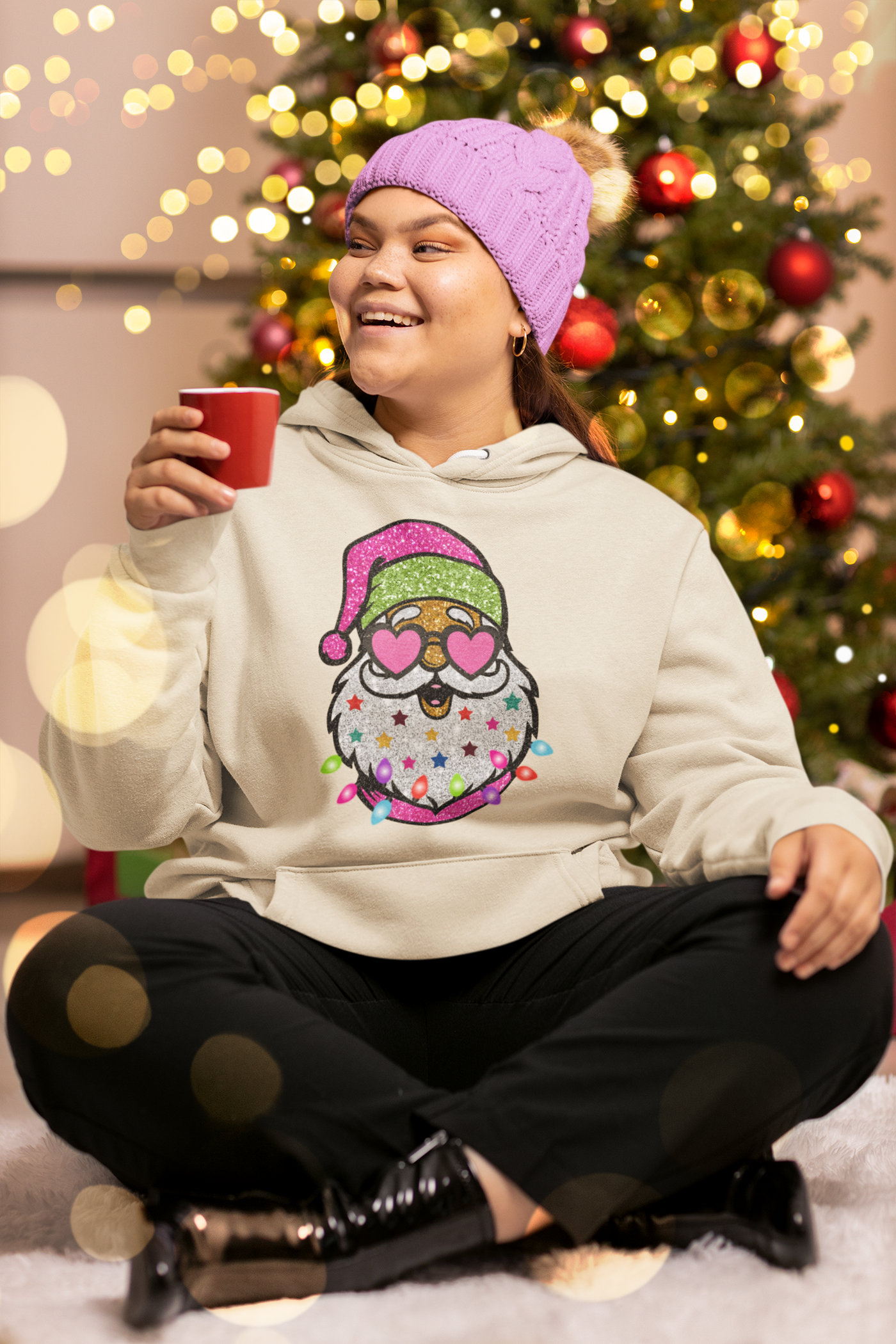 Glitter Santa DTF product  t-shirt