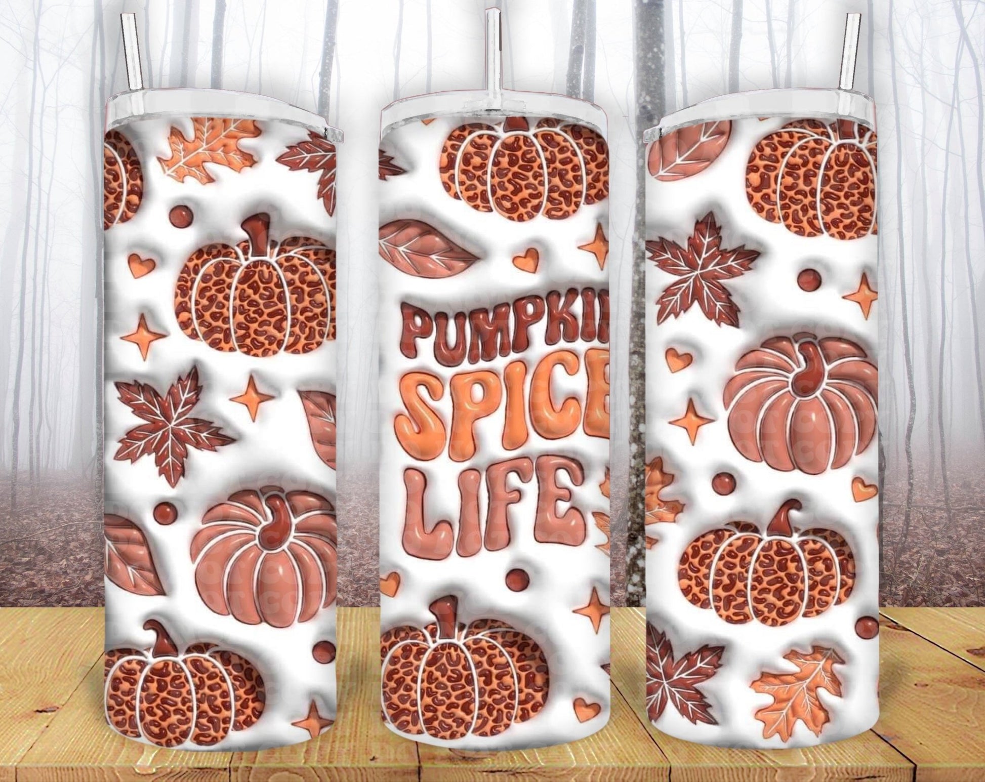 Pumpkin Spice Life 3D 20oz Tumbler Sublimation Print - KT SUBLIMATION, DTF AND MORE LLC