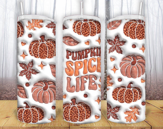 Pumpkin Spice Life 3D 20oz Tumbler Sublimation Print - KT SUBLIMATION, DTF AND MORE LLC