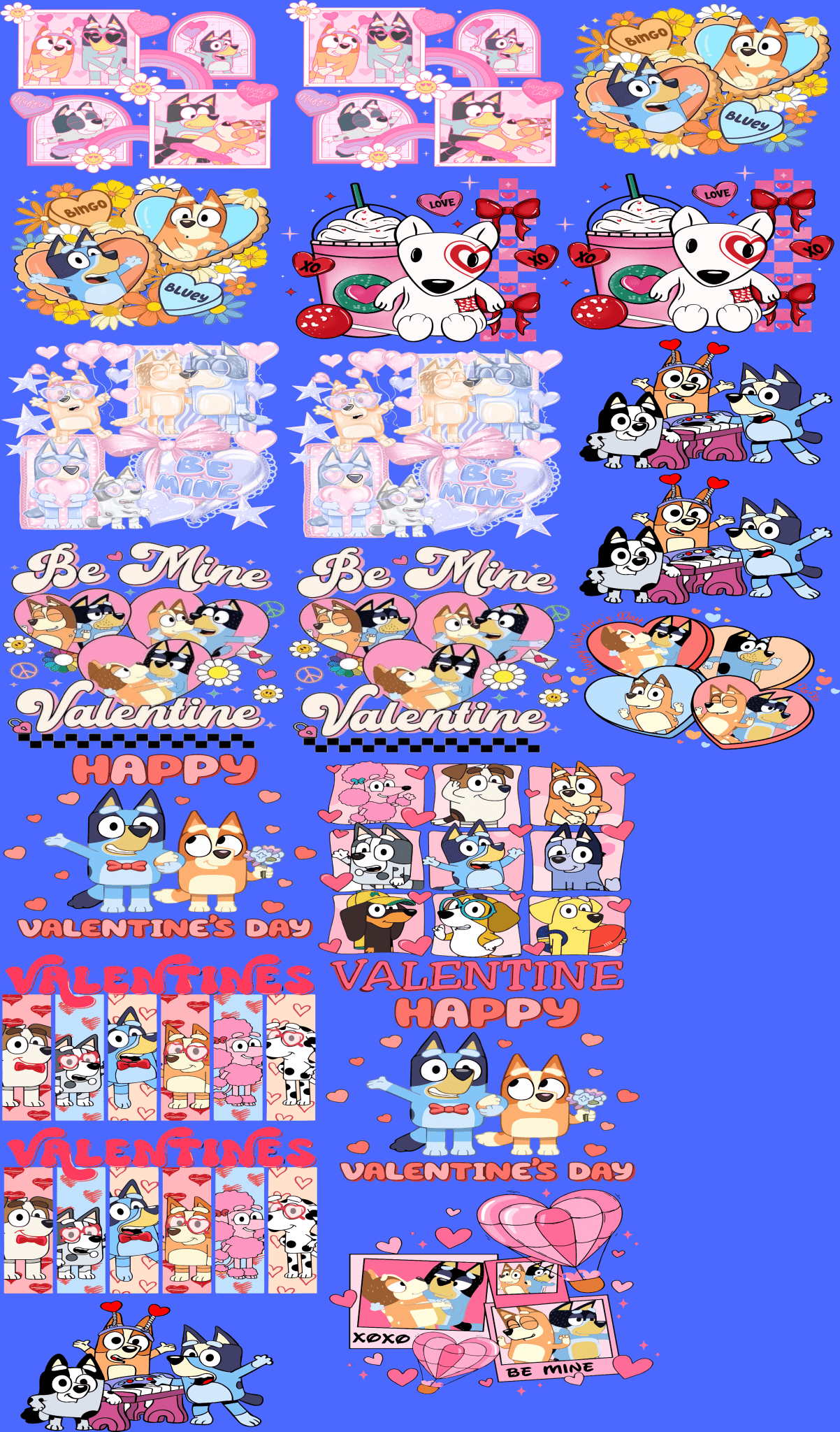 Pups Valentine Pre - Made Gang Sheet DTF | Ready - to - Press Dog Transfers | Cute & Customizable - KT SUBLIMATION, DTF AND MORE LLC