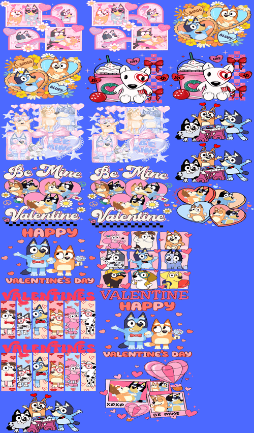 Pups Valentine Pre - Made Gang Sheet DTF | Ready - to - Press Dog Transfers | Cute & Customizable - KT SUBLIMATION, DTF AND MORE LLC