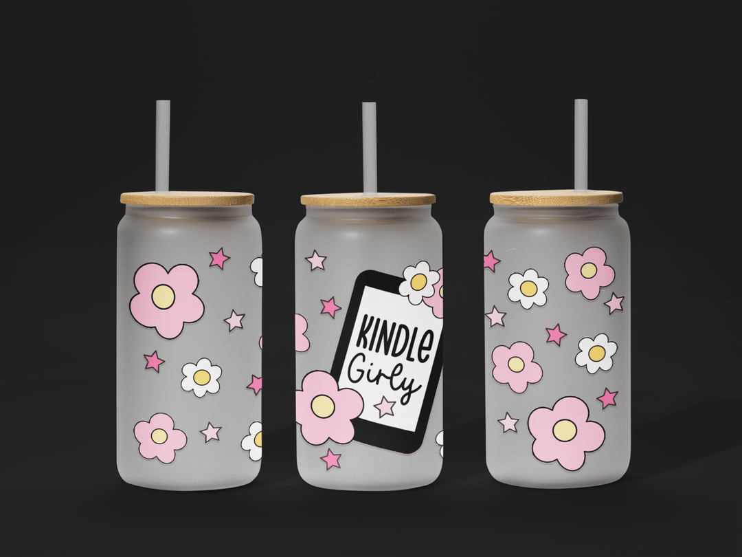 📚 Reading Girl UV DTF Wrap – Waterproof & Ready to Apply for 16oz Glass Cups! ☕️ - KT SUBLIMATION, DTF AND MORE LLC