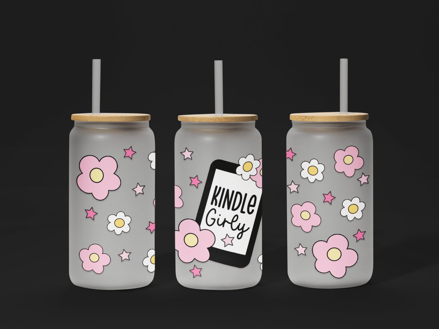 📚 Reading Girl UV DTF Wrap – Waterproof & Ready to Apply for 16oz Glass Cups! ☕️ - KT SUBLIMATION, DTF AND MORE LLC