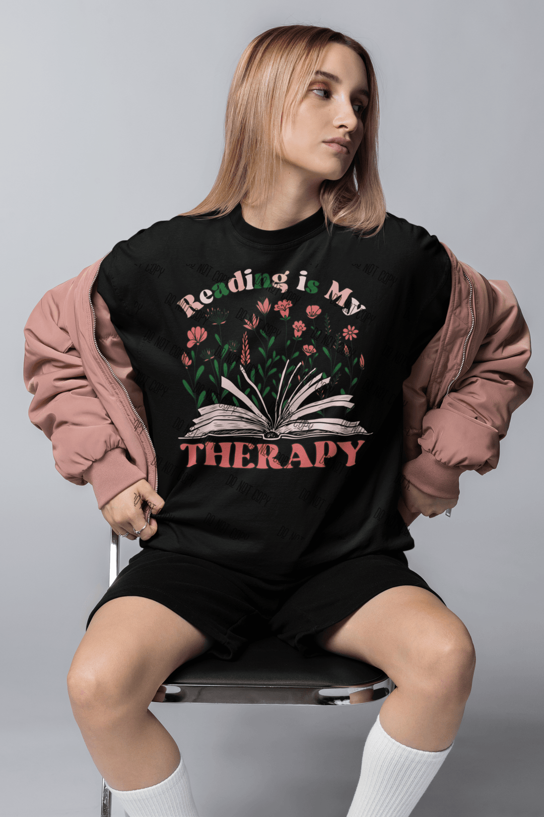 "Reading is My Therapy" – DTF Transfer for Book Lovers | Calm & Empowering Design for Bibliophiles - KT SUBLIMATION, DTF AND MORE LLC