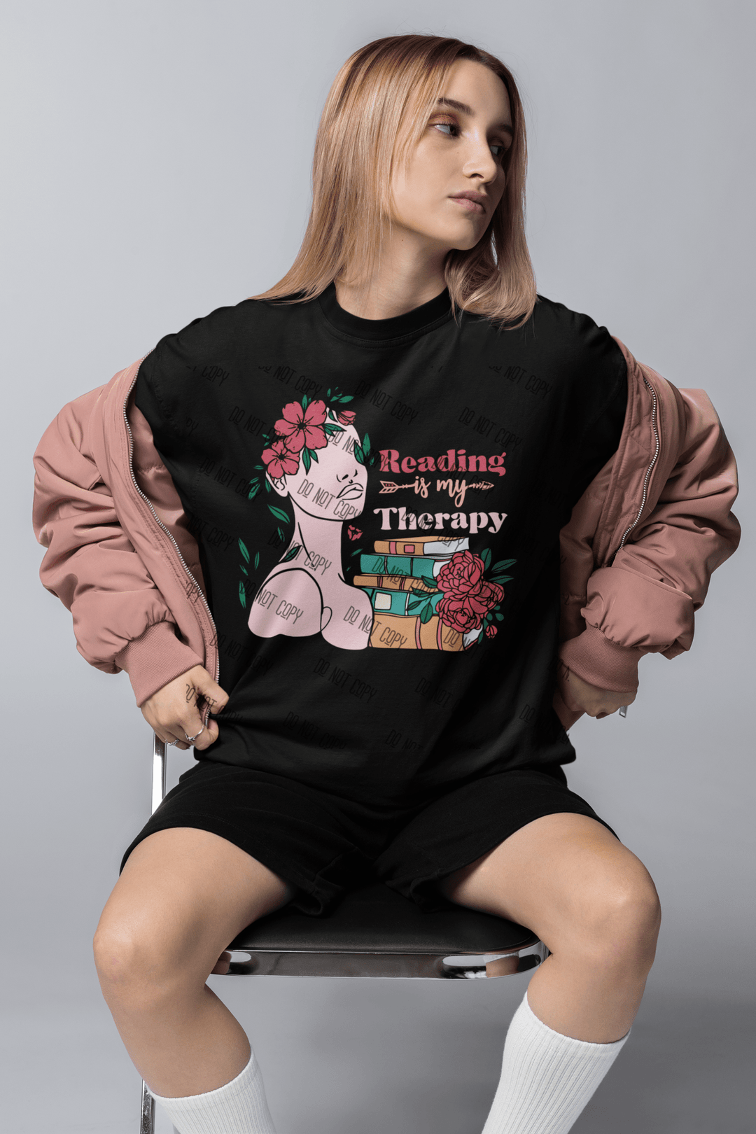 "Reading is My Therapy" – DTF Transfer for Book Lovers | Relaxing & Empowering Design for Readers - KT SUBLIMATION, DTF AND MORE LLC