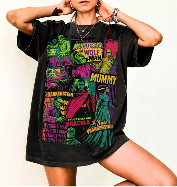 Retro Halloween Monsters DTF Transfer – Spooky Vintage Ready - to - Press Design - KT SUBLIMATION, DTF AND MORE LLC