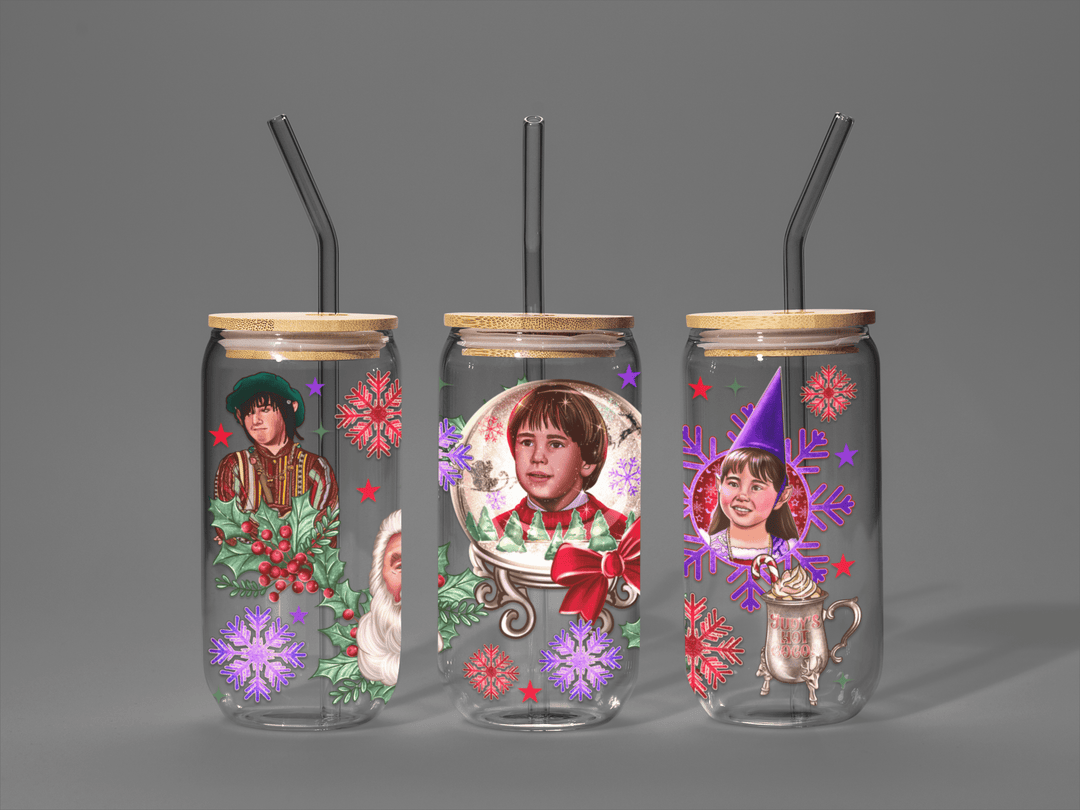 Santa Claus 16oz UV DTF Libbey Wrap – Festive Christmas - Themed Glass Cup Wrap - KT SUBLIMATION, DTF AND MORE LLC