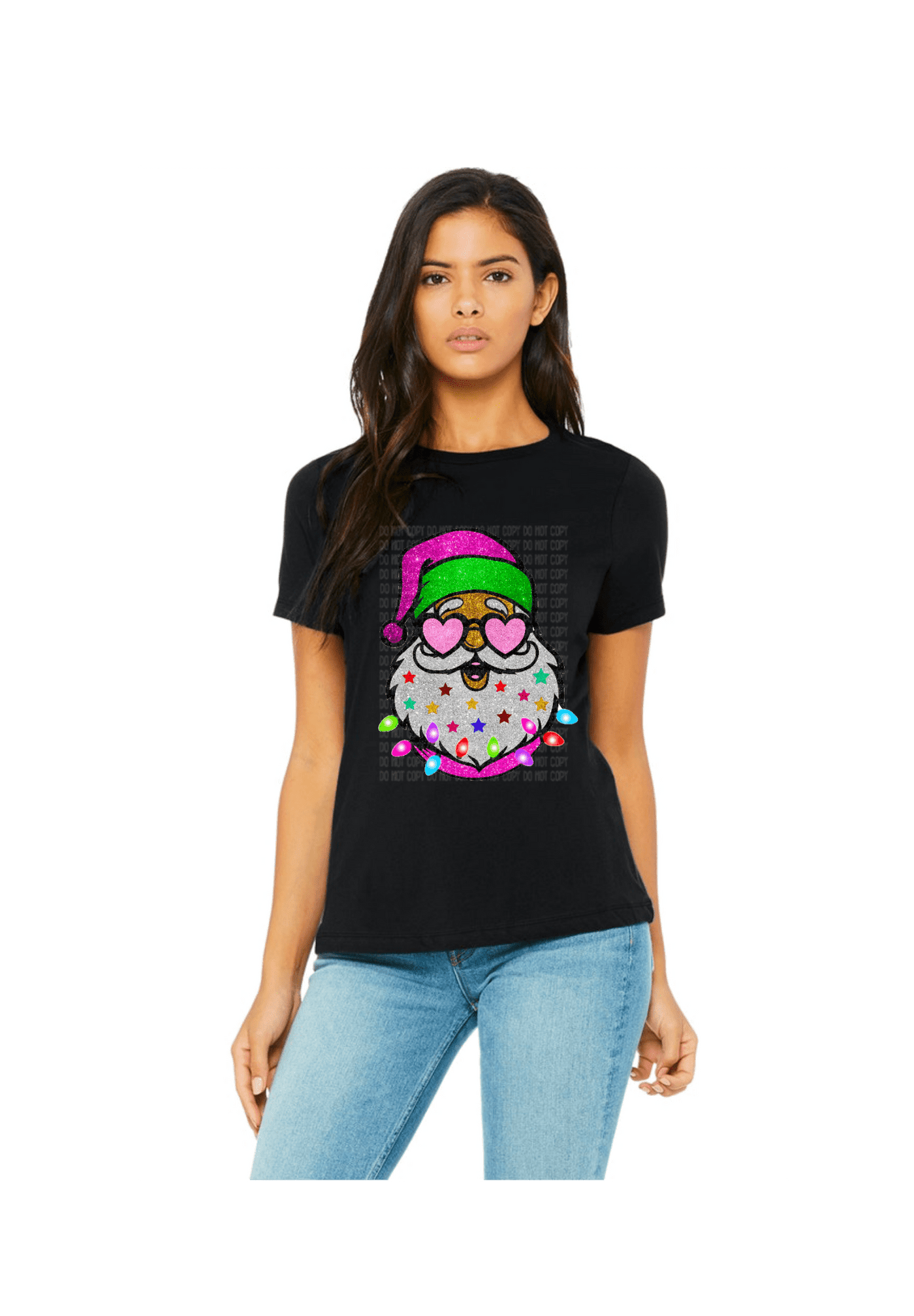 Santa glitter DTF Product Sparkly Christmas Apparel - KT SUBLIMATION, DTF AND MORE LLC