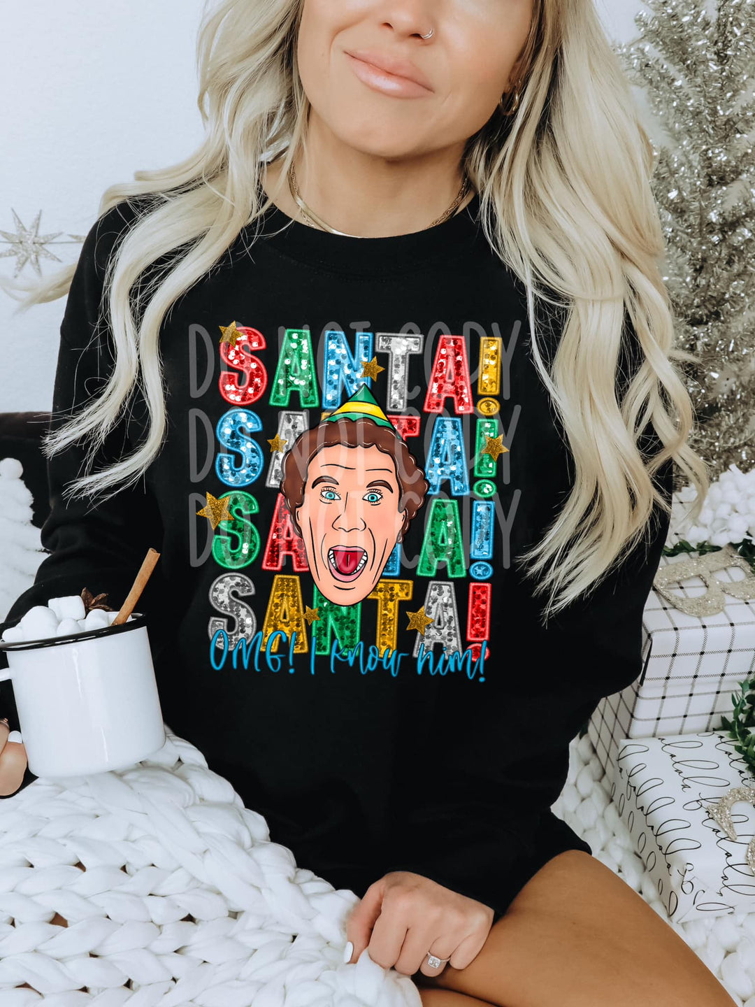 Santa, Omg I know him! DTF Christmas Shirt holiday design - KT SUBLIMATION, DTF AND MORE LLC