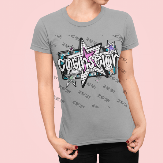 School Counselor DTF Transfer – Support with Style for Back to School - KT SUBLIMATION, DTF AND MORE LLC