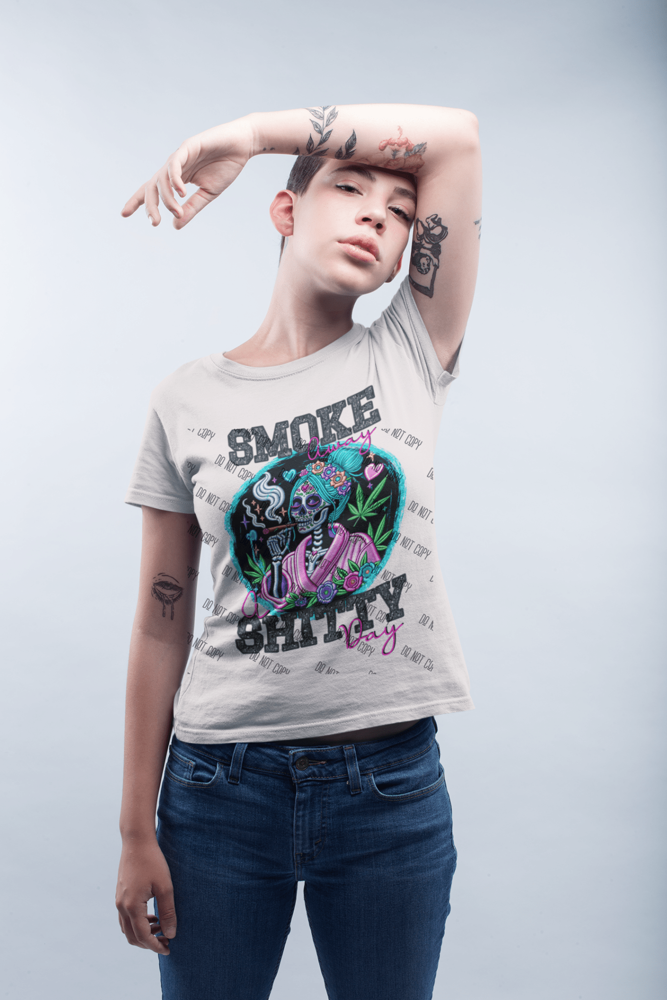 Smoke Away a Shitty Day DTF Transfer – Bold and Fun Design for Cannabis Lovers