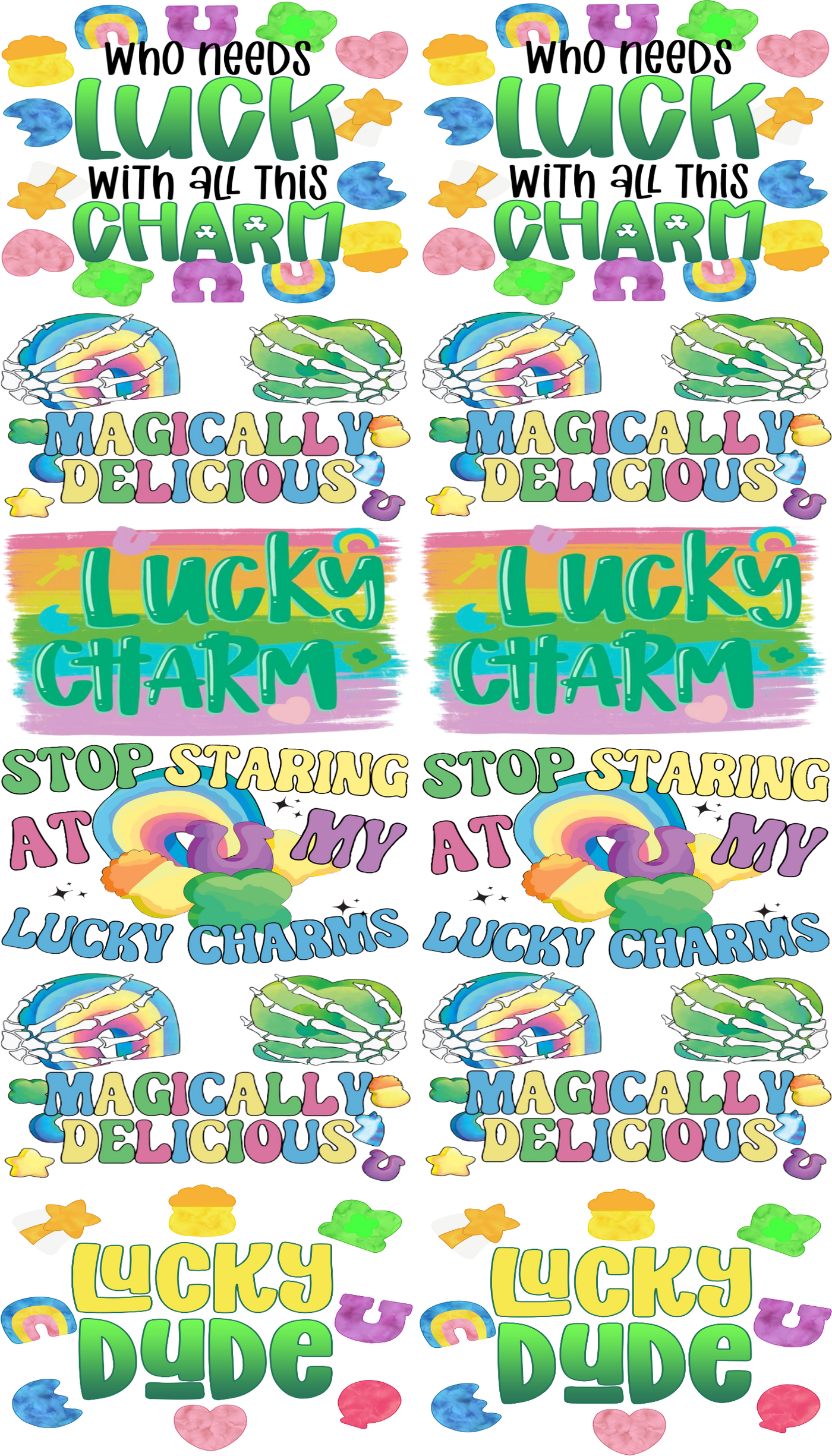 Lucky Charm DTF Gang Sheet | St. Patrick’s Day Design