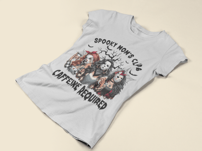 Spooky Mom’s Club DTF Transfer – Caffeine Required Halloween Ready - to - Press Design - KT SUBLIMATION, DTF AND MORE LLC