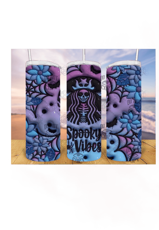 Spooky Vibes 3D 20oz Tumbler Sublimation Print - KT SUBLIMATION, DTF AND MORE LLC
