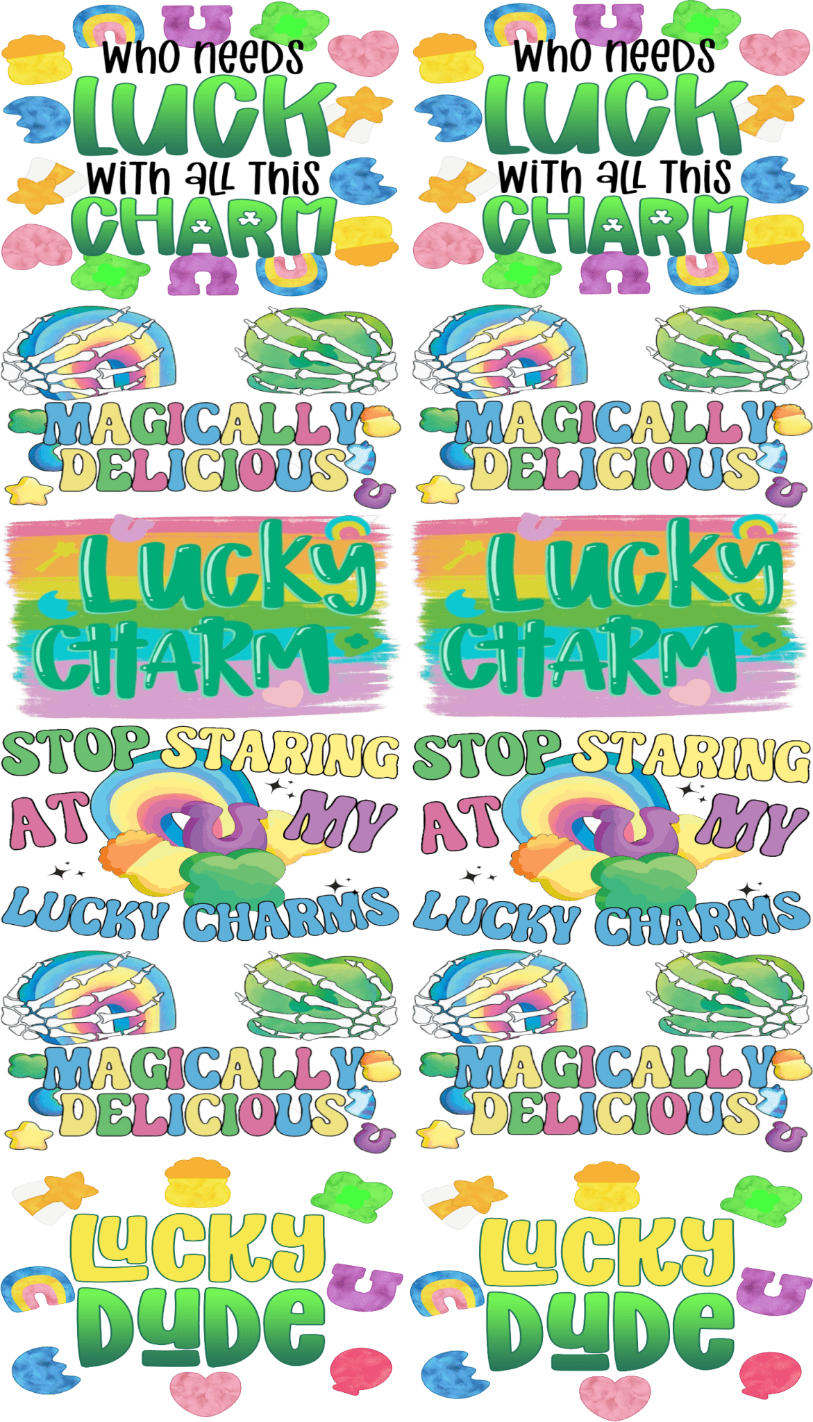 St. Patrick’s Day Lucky Charm DTF Gang Sheet – Pre - Made Festive Transfers for Custom Apparel - KT SUBLIMATION, DTF AND MORE LLC