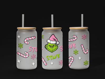 Stink, Stank, Stunk 16oz UV DTF Wrap – Funny Christmas Wrap for Libbey Glass Cans - KT SUBLIMATION, DTF AND MORE LLC