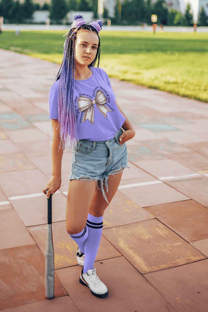 Strike cancer together we fight Coquette Baseball DTF Transfer - KT SUBLIMATION, DTF AND MORE LLC