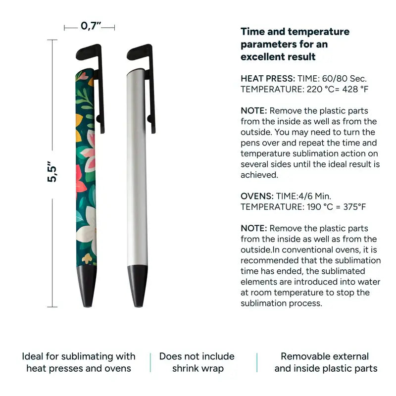 Blank Sublimation Pen for Heat Press with Shrink Wrap Sleeve