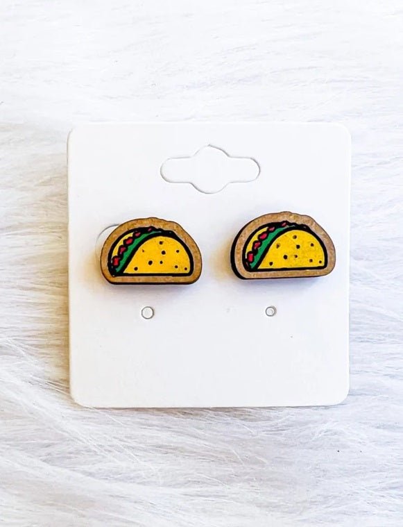 Taco Stud Earrings – Handmade Mini Food Earrings for Fun Everyday Style - KT SUBLIMATION, DTF AND MORE LLC