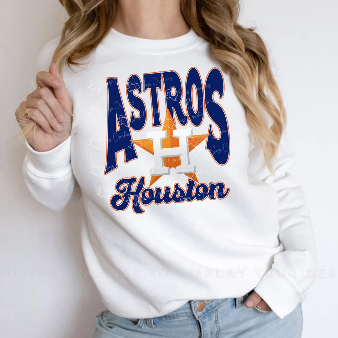 Texas Baseball Vibes DTF Transfer – H - Town Orange & Navy Fan Design - KT SUBLIMATION, DTF AND MORE LLC