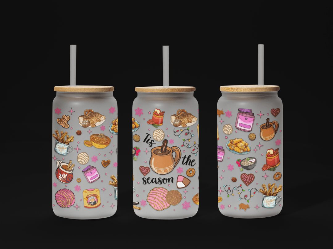 This the Season Christmas 16oz Glass Can Wrap UV, Christmas Libbey Glass Can Wrap 16oz, Christmas Calories, Mexican Christmas, Pan Dulce Glass Can Wrap - KT SUBLIMATION, DTF AND MORE LLC