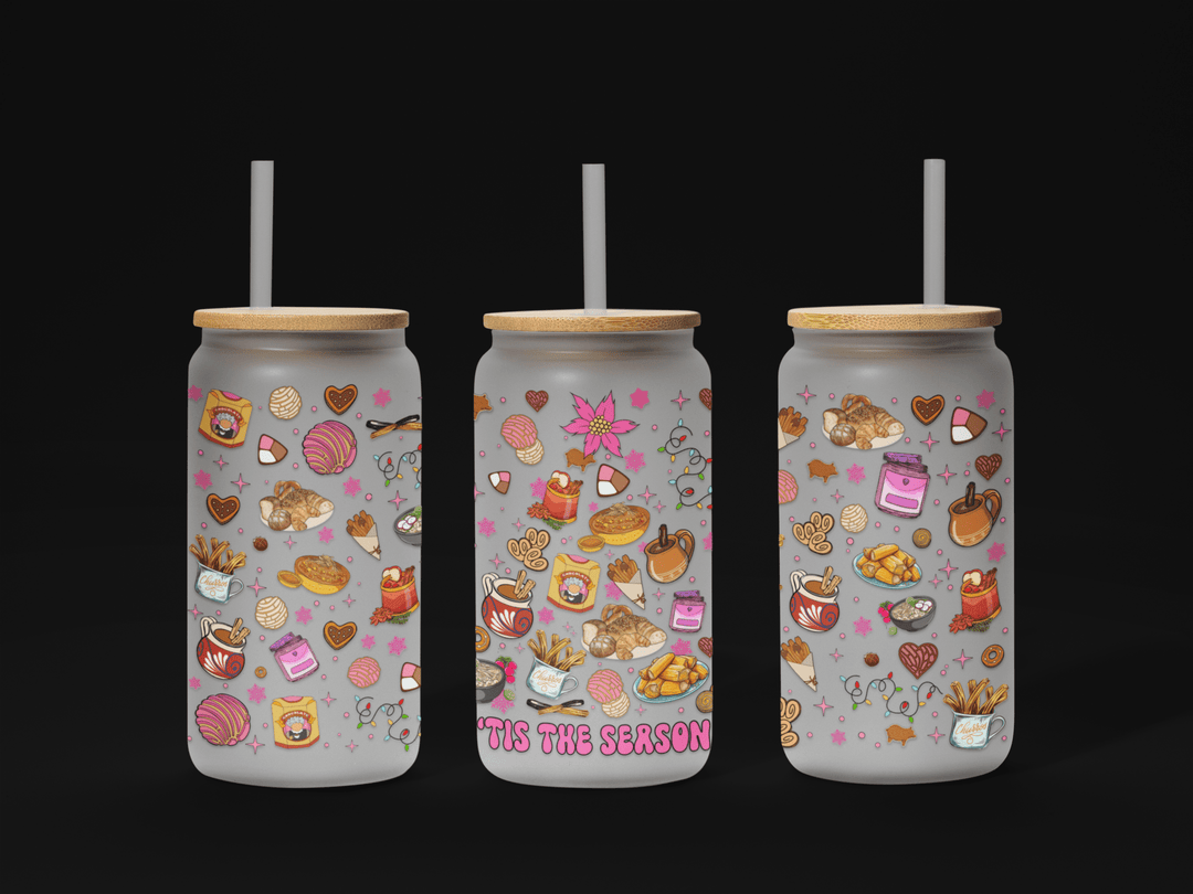 This the Season Christmas 16oz Glass Can Wrap UV, Christmas Libbey Glass Can Wrap 16oz, Christmas Calories, Mexican Christmas, Pan Dulce Glass Can Wrap - KT SUBLIMATION, DTF AND MORE LLC