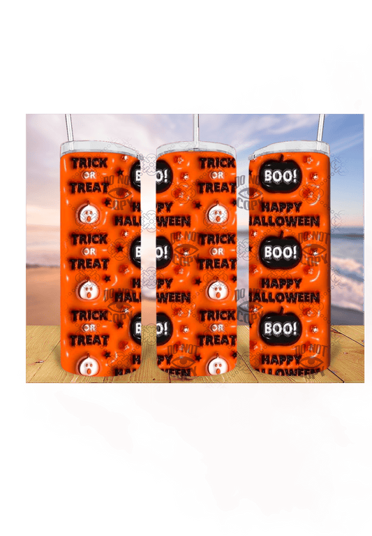 Trick or treat 3D 20oz Tumbler Sublimation Print - KT SUBLIMATION, DTF AND MORE LLC