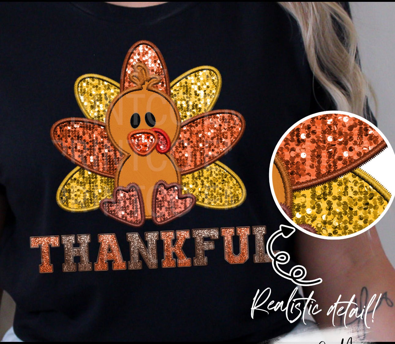 Turkey Thankful DTF Transfer – Cute Thanksgiving Ready - to - Press Design for Shirts & Hoodies - KT SUBLIMATION, DTF AND MORE LLC