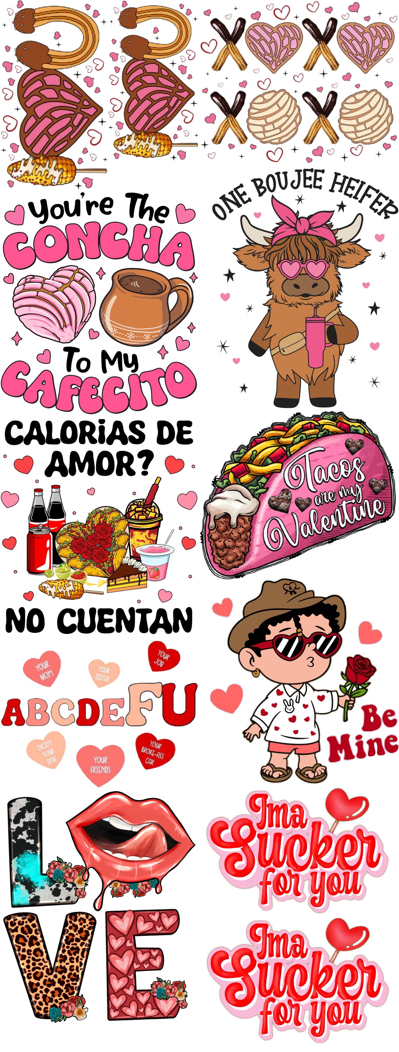Valentine Pre-Made Gang Sheet Bundle DTF | Ready-to-Press | Love & Romance Designs