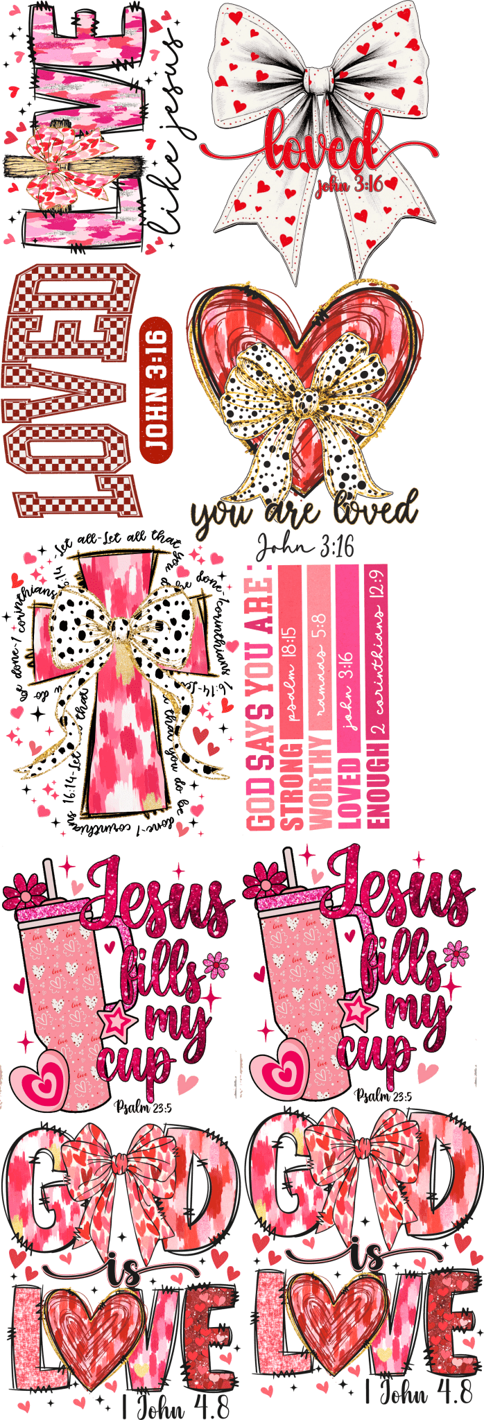 Valentine Pre - Made Gang Sheet Bundle DTF | Ready - to - Press | Love & Romance Designs - KT SUBLIMATION, DTF AND MORE LLC