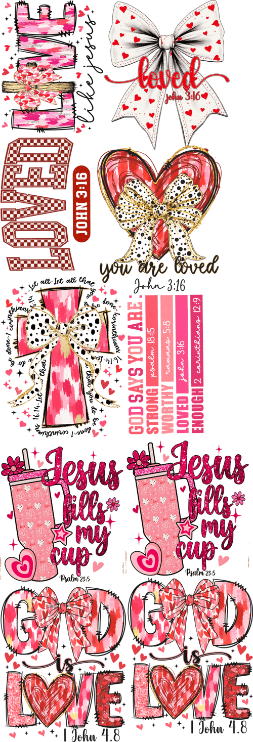 Valentine Pre - Made Gang Sheet Bundle DTF | Ready - to - Press | Love & Romance Designs - KT SUBLIMATION, DTF AND MORE LLC