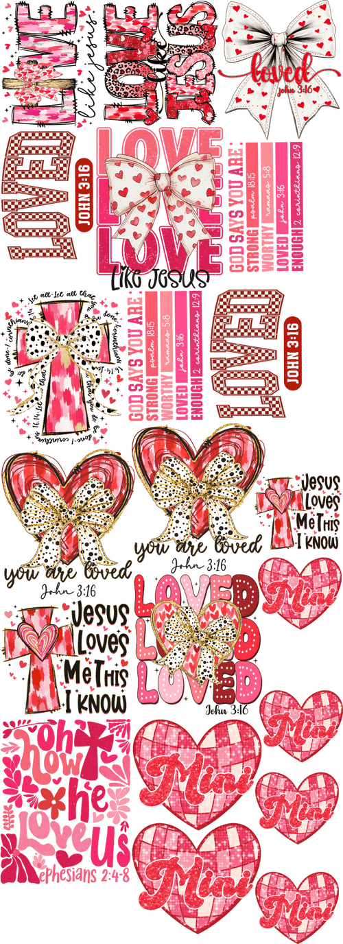 Valentine Pre - Made Gang Sheet Bundle DTF | Ready - to - Press | Love & Romance Designs - KT SUBLIMATION, DTF AND MORE LLC