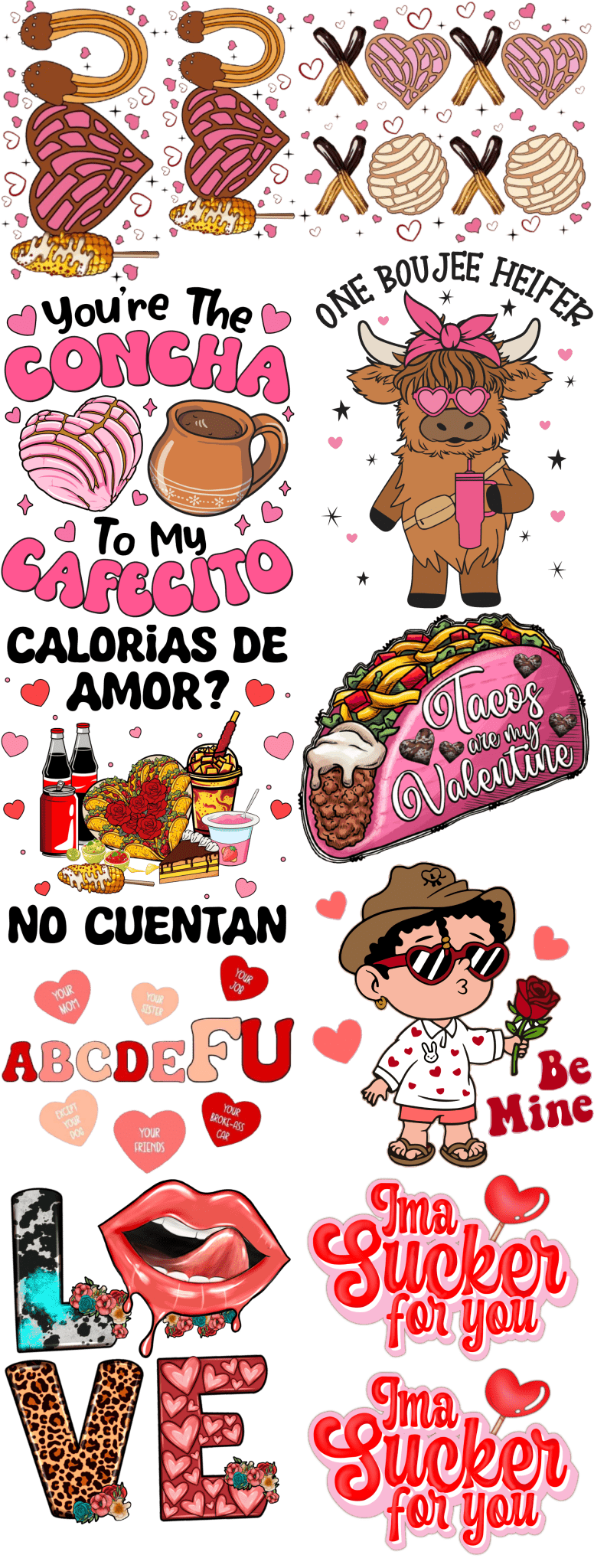 Valentine Pre - Made Gang Sheet Bundle DTF | Ready - to - Press | Love & Romance Designs - KT SUBLIMATION, DTF AND MORE LLC