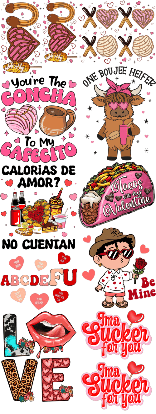 Valentine Pre - Made Gang Sheet Bundle DTF | Ready - to - Press | Love & Romance Designs - KT SUBLIMATION, DTF AND MORE LLC