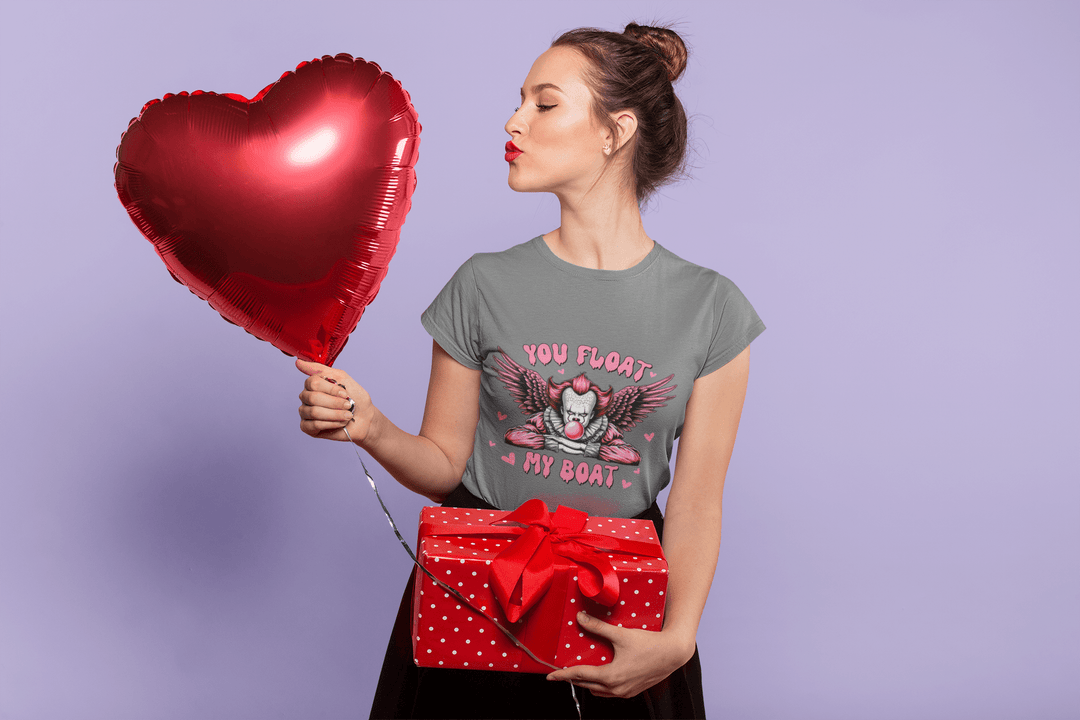 You Float My Boat Horror Valentine DTF Transfer – Creepy & Cute Love - Themed Print 🎈💀❤️ - KT SUBLIMATION, DTF AND MORE LLC