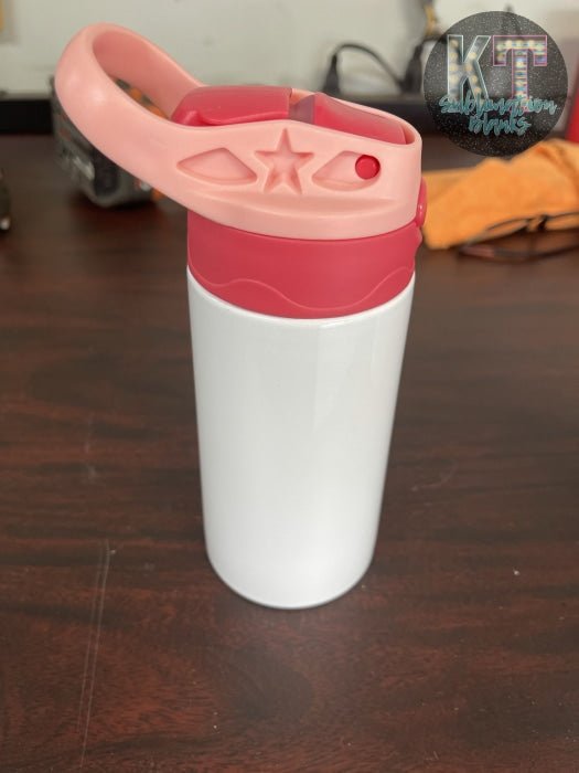 12oz Stainless Steel Straight Flip - Top Sublimation Kids Tumbler | Double - Wall Insulated & BPA - Free - KT SUBLIMATION, DTF AND MORE LLC
