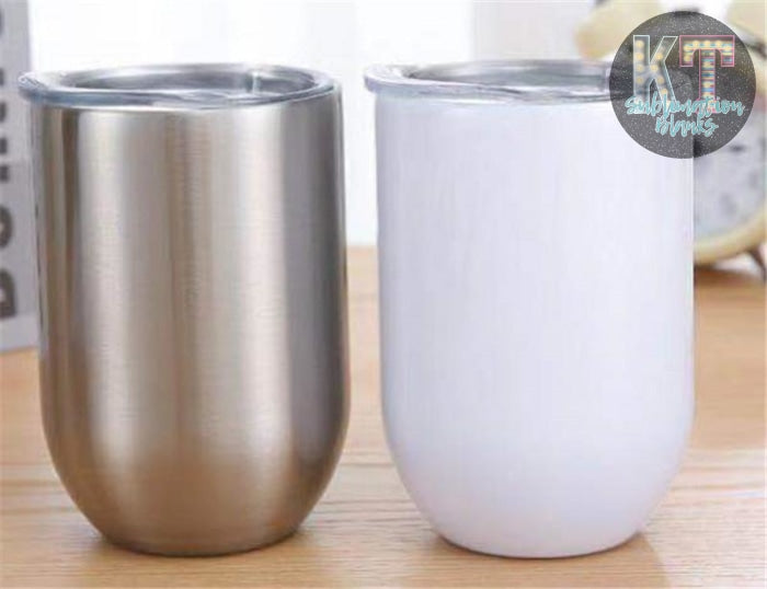 12Oz Straight Wine Tumbler Blank Only White Cup
