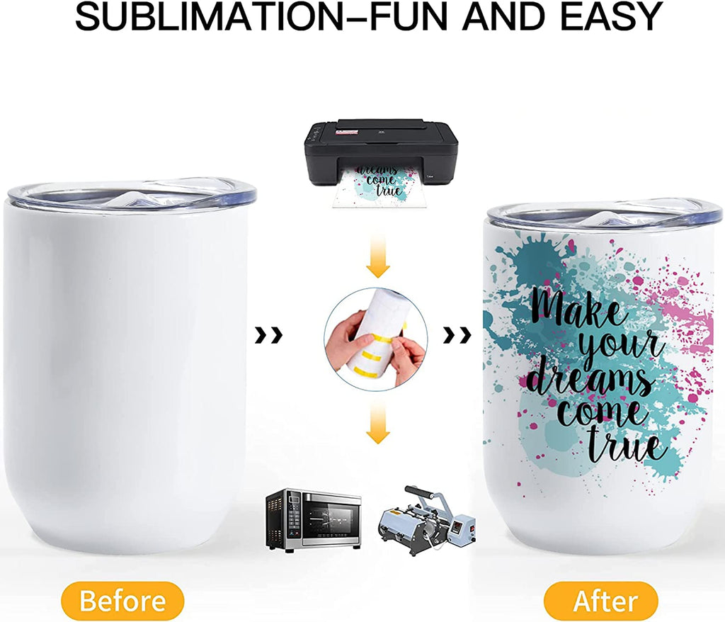 12oz Straight Wine Tumbler Blank ONLY WHITE - KT SUBLIMATION, DTF AND MORE LLC