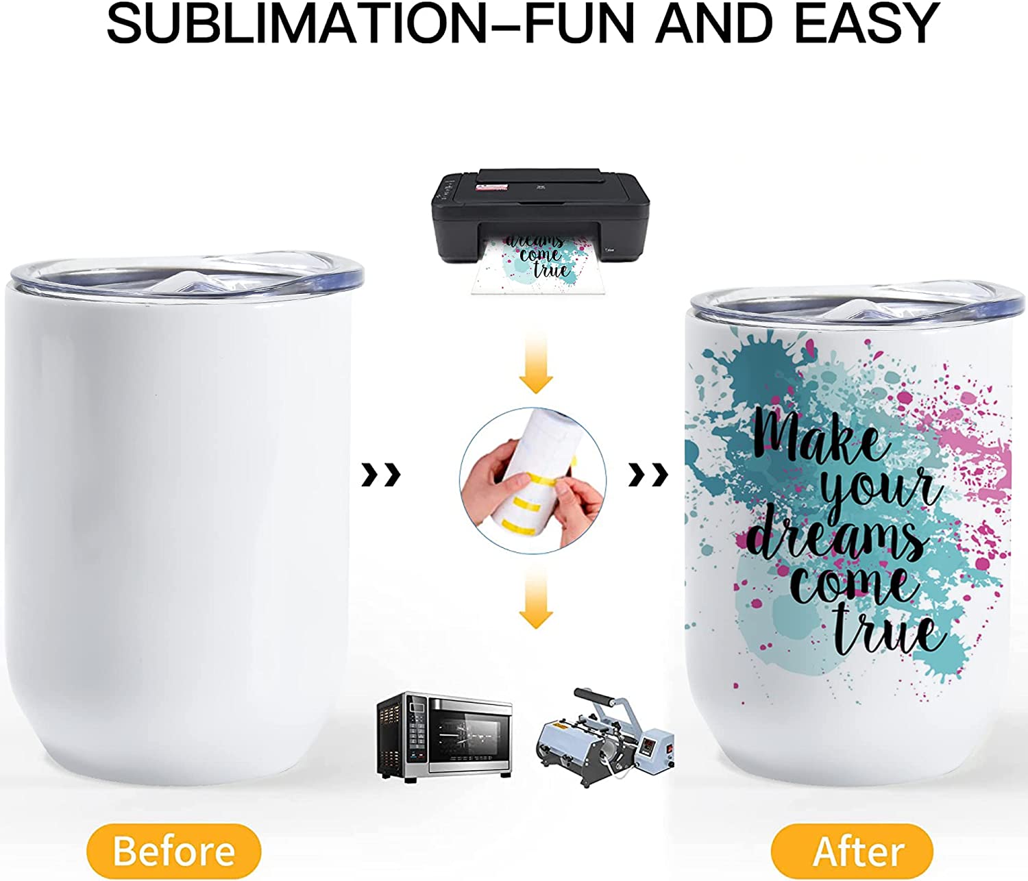 12oz Straight Wine Tumbler Blank ONLY WHITE - KT SUBLIMATION, DTF AND MORE LLC