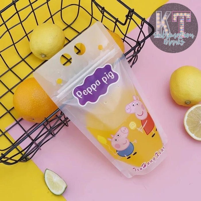 20 Pieces Birthday Drink Pouches for Adults with Straw Heavy Duty Hand - held Translucent Reclosable Zipper Smoothie Juice Pouches Stand - up Plastic Pouches for Birthday Party - KT SUBLIMATION, DTF AND MORE LLC