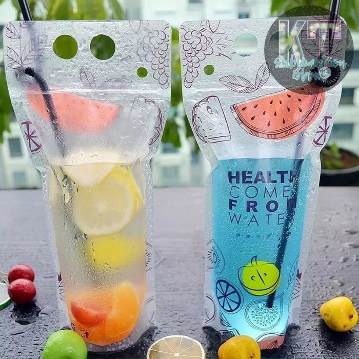 20 Pieces Birthday Drink Pouches for Adults with Straw Heavy Duty Hand - held Translucent Reclosable Zipper Smoothie Juice Pouches Stand - up Plastic Pouches for Birthday Party - KT SUBLIMATION, DTF AND MORE LLC