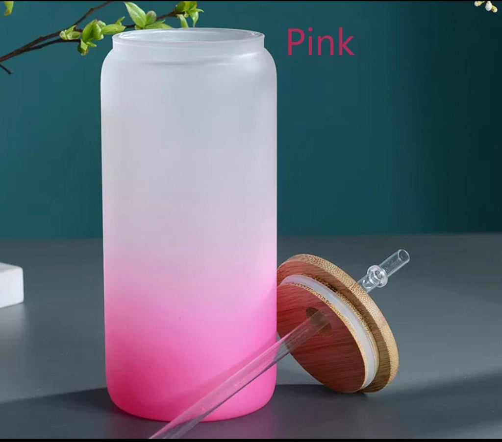 20oz Glass Frosted Cup Bamboo Lid Sublimation - KT SUBLIMATION, DTF AND MORE LLC