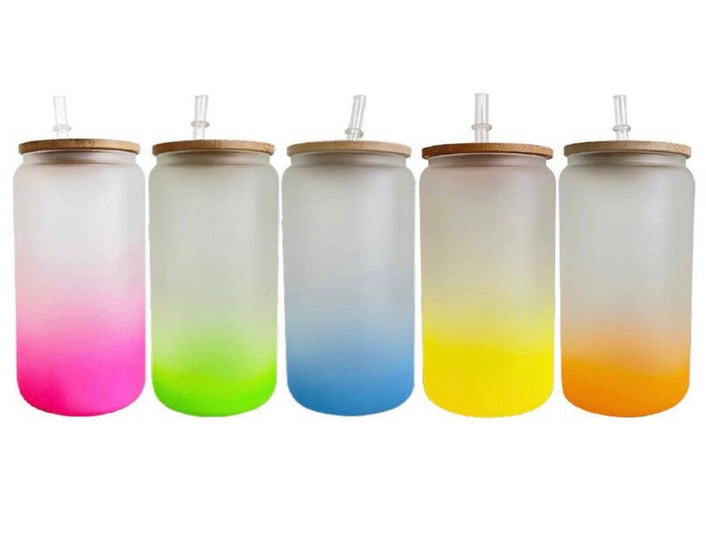 20oz Glass Frosted Cup Bamboo Lid Sublimation - KT SUBLIMATION, DTF AND MORE LLC