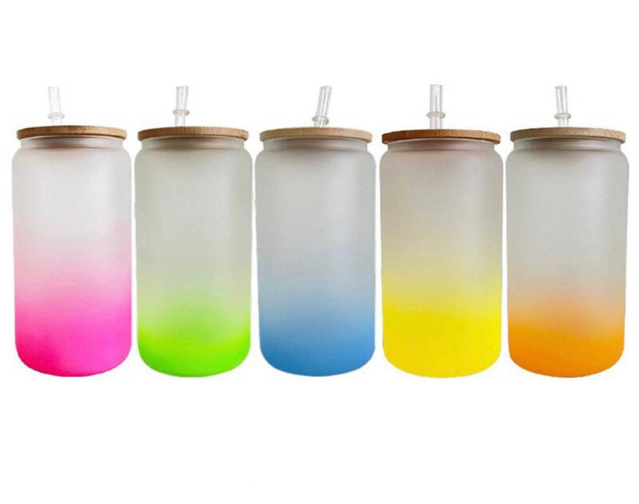 20oz Glass Frosted Cup Bamboo Lid Sublimation - KT SUBLIMATION, DTF AND MORE LLC