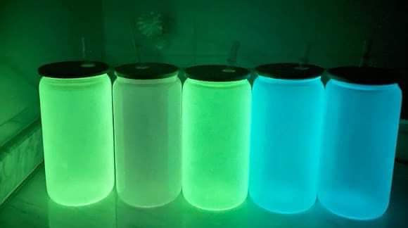 GLOW IN THE DARK 16oz Can Beer Glass Cup Bamboo Lid Sublimation