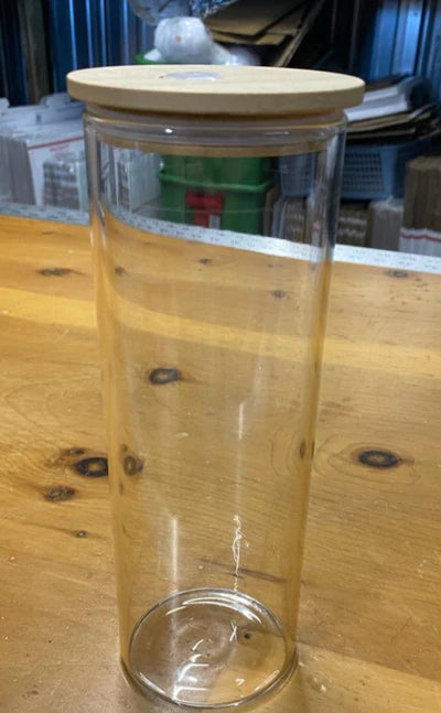 25oz Can Beer Glass Cup with Bamboo Lid – Sublimation Ready for Custom Prints!