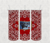 Country Girl 20oz Tumbler Sublimation Print